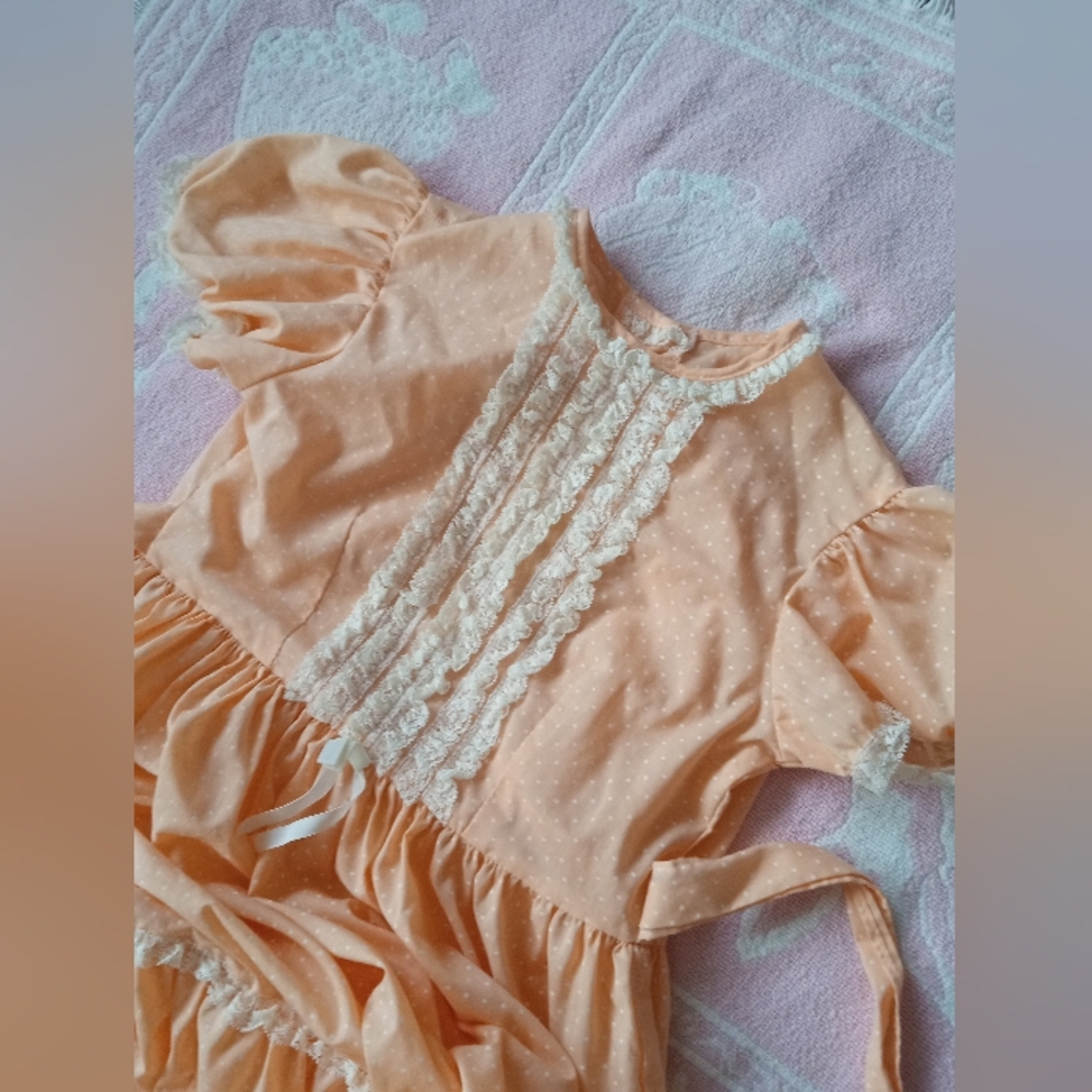 Vtg. Jill - peach prairie maxi dress size10